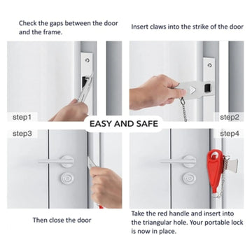 Portable Door Lock Solid Heavy Duty Door Lock for Additional Safety