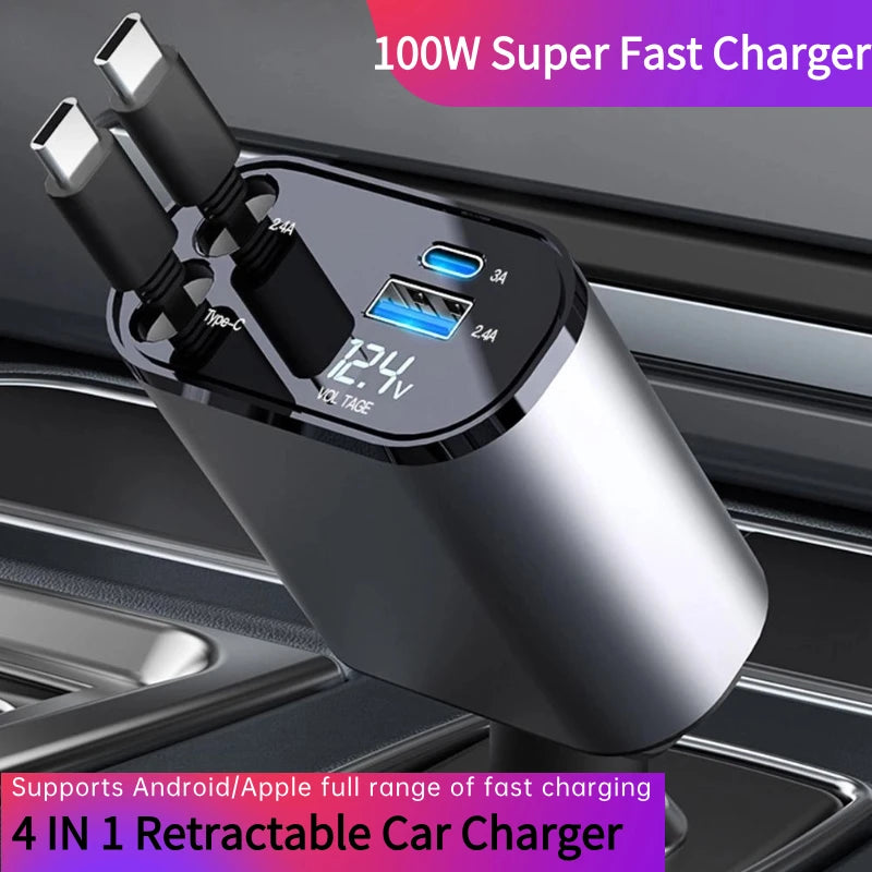 4-In-1 Retractable Car Charger