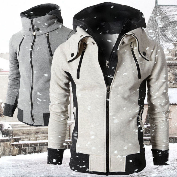 Stay warm and stylish with our Double Zipper Hoodie Jacket for Men.